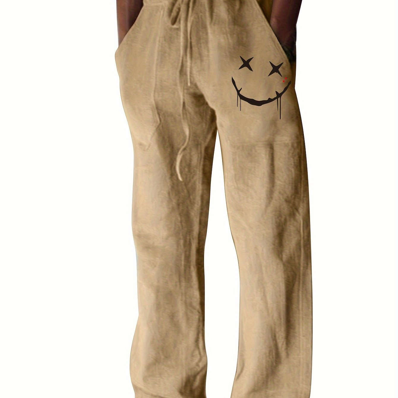 Men's Casual Drawstring Pants - Whimsical Print for Beach Style   OAXG Khaki / FR S