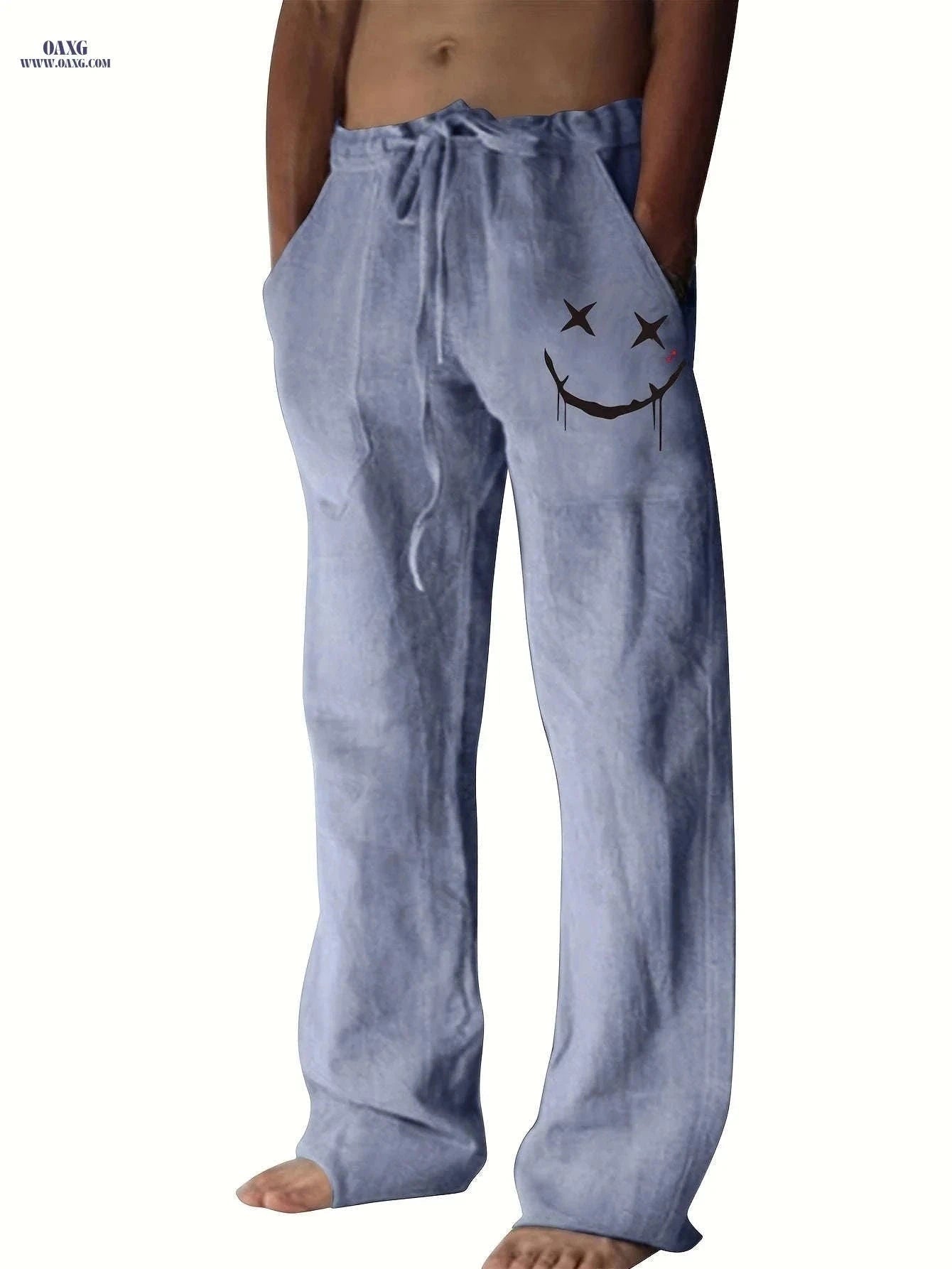 Men's Casual Drawstring Pants - Whimsical Print for Beach Style   OAXG Khaki / FR S