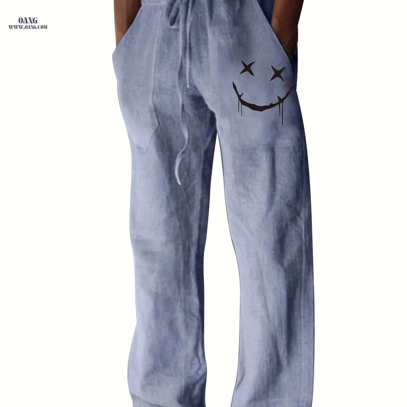 Men's Casual Drawstring Pants - Whimsical Print for Beach Style   OAXG Khaki / FR S