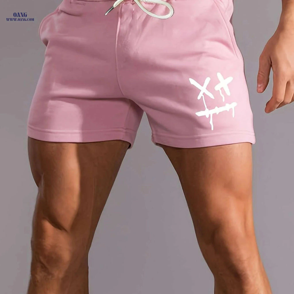 Men's Casual Drawstring Shorts - Dizzy Face Graphic, Summer Style   OAXG 