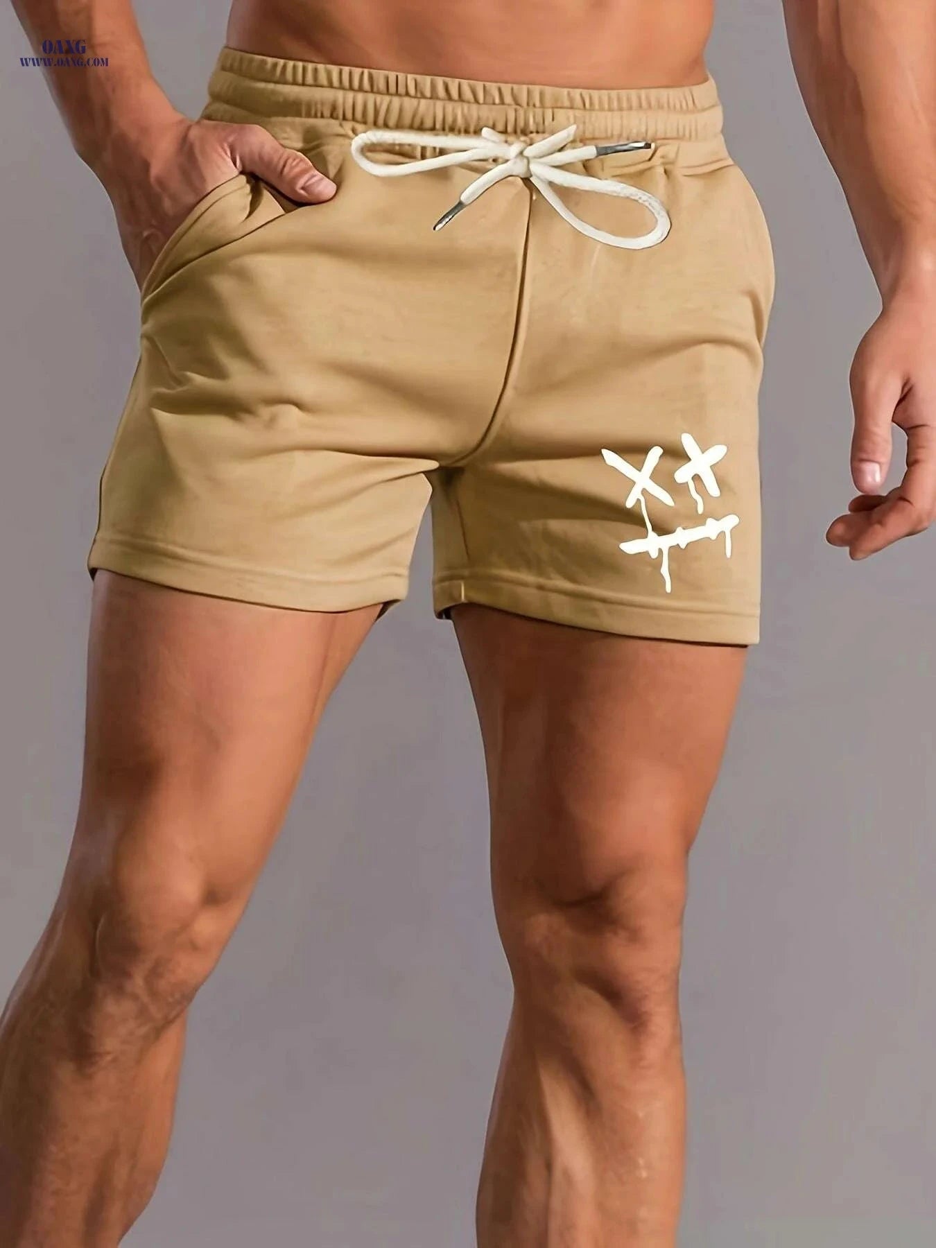 Men's Casual Drawstring Shorts - Dizzy Face Graphic, Summer Style   OAXG 
