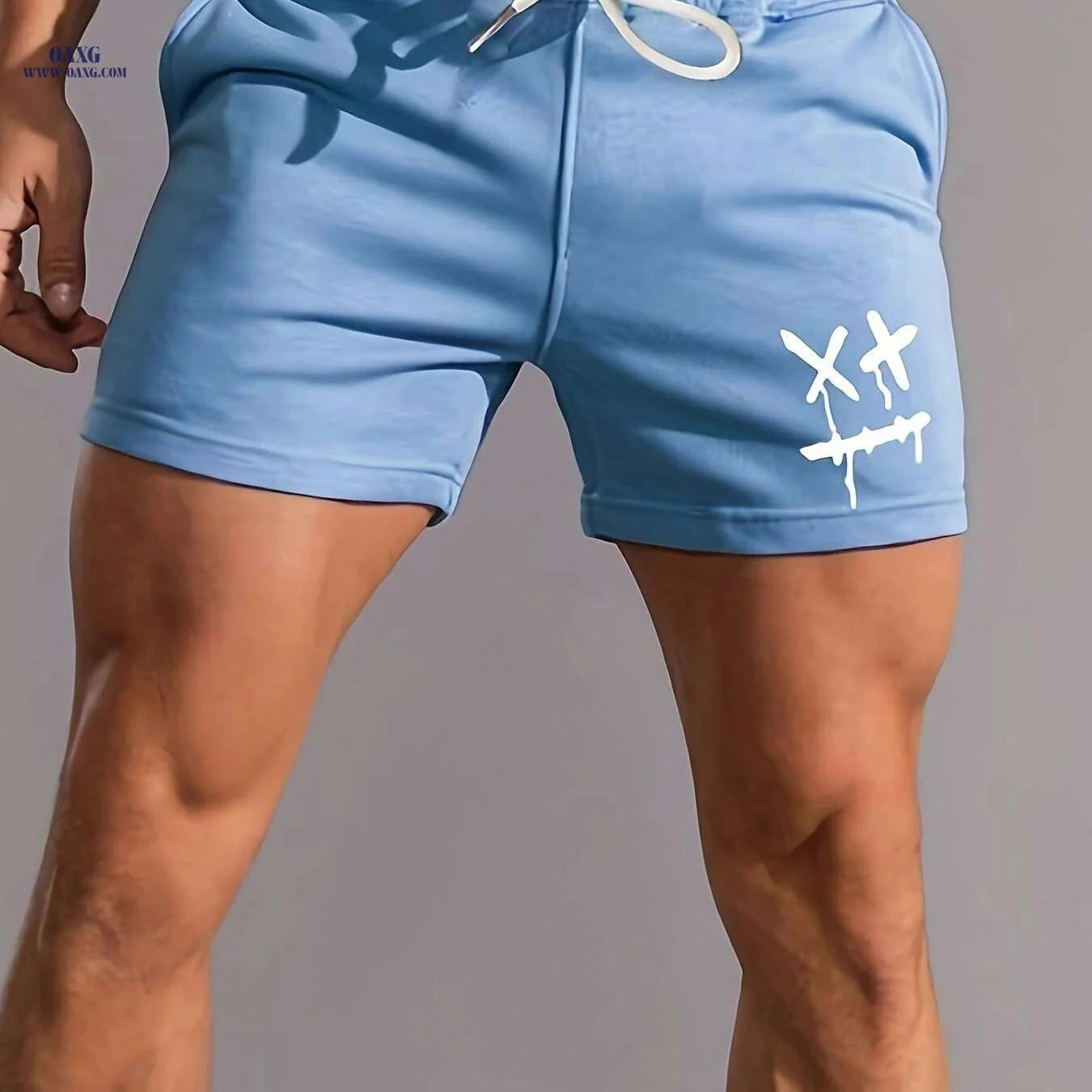 Men's Casual Drawstring Shorts - Dizzy Face Graphic, Summer Style   OAXG Pink Red Color / S