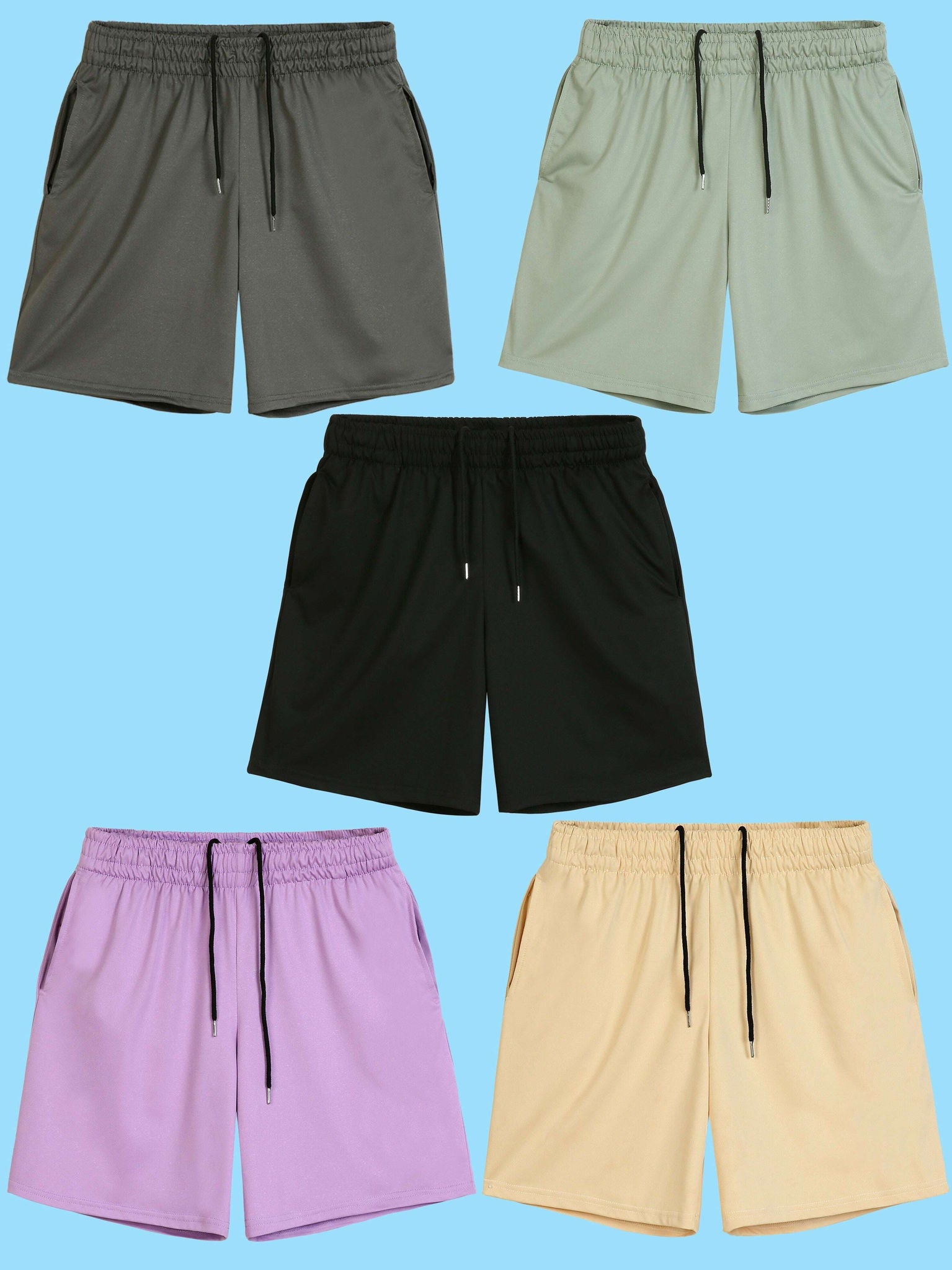 Men's Casual Drawstring Shorts - Moisture-Wicking, Side Pockets   OAXG 