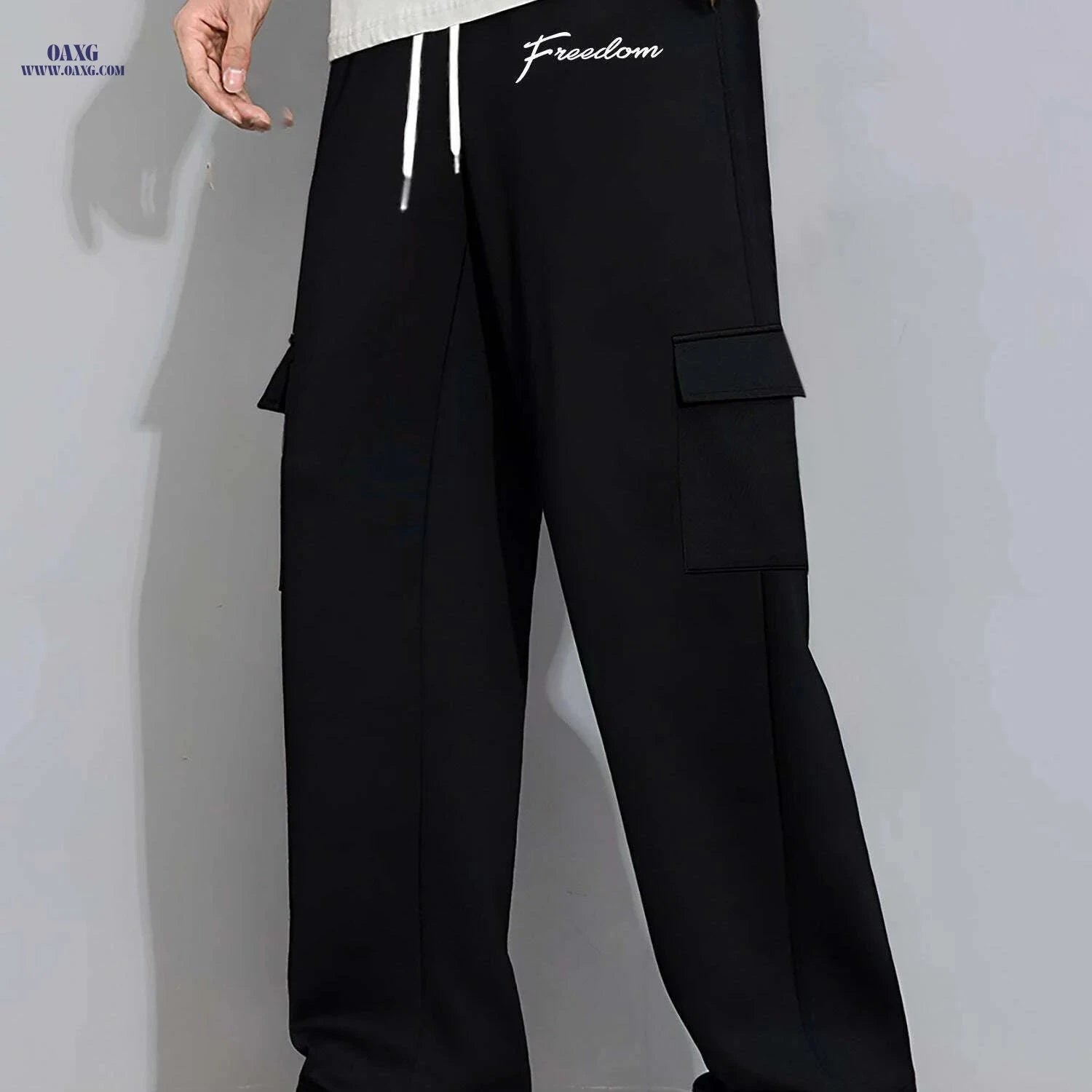 Men's Casual Drawstring Work Pants - Comfortable Straight-Leg Style   OAXG 