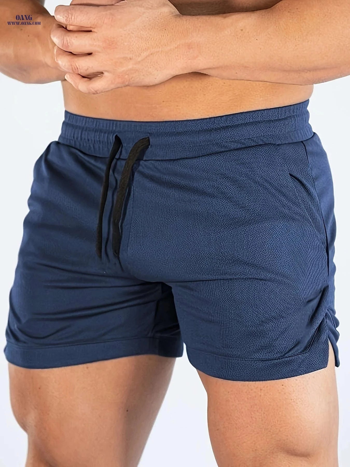 Men's Casual Elastic Waist Shorts with Pockets - Summer Solid   OAXG 