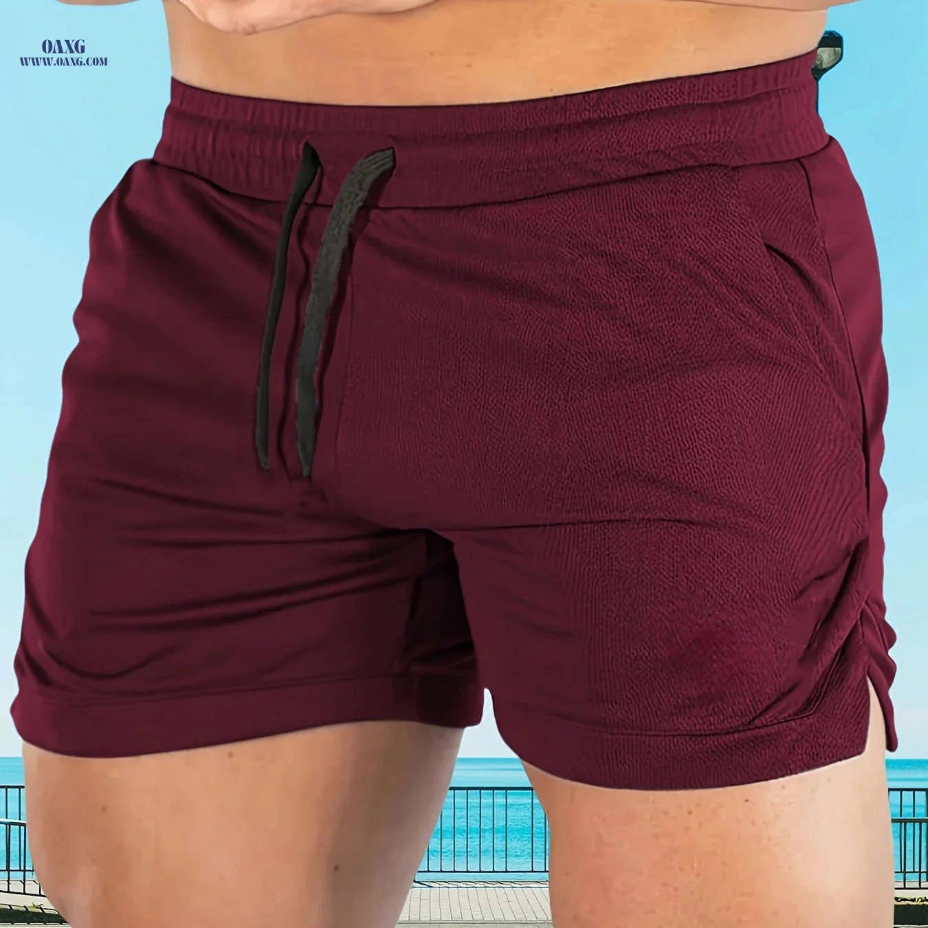 Men's Casual Elastic Waist Shorts with Pockets - Summer Solid   OAXG 