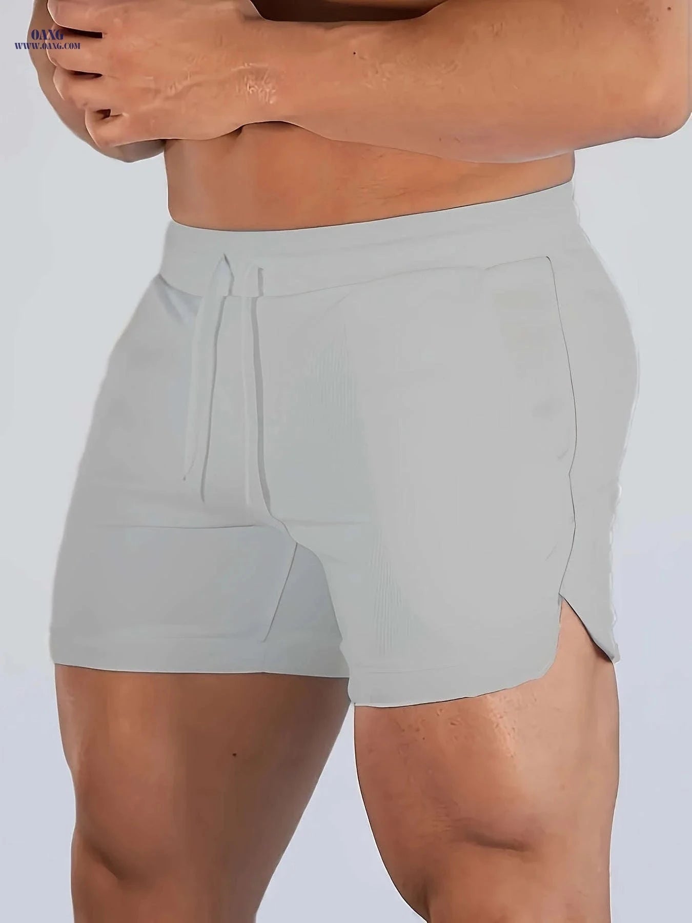 Men's Casual Elastic Waist Shorts with Pockets - Summer Solid   OAXG 