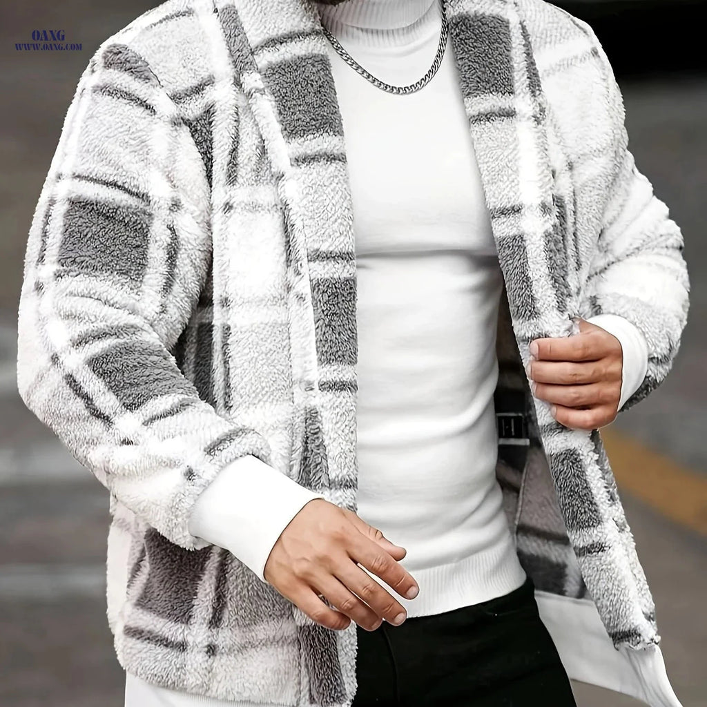Men's Casual Fleece Jacket - Autumn Winter Minimalist Style   OAXG Mixed colors / FR S