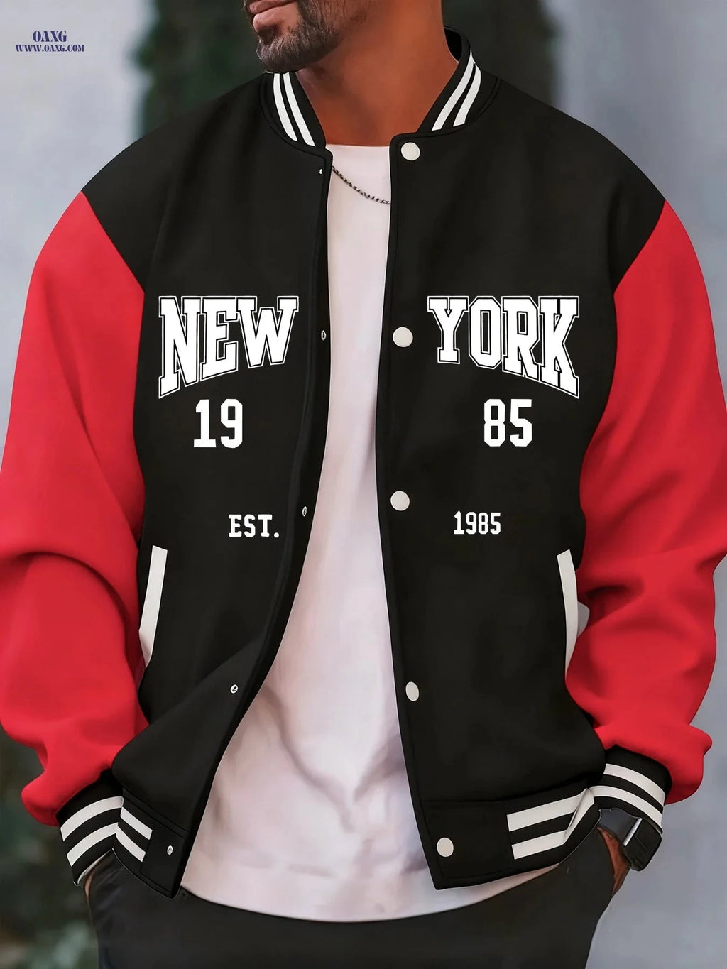 Men's Casual Fleece Jacket - Spring Autumn Baseball Style, Pockets   OAXG 