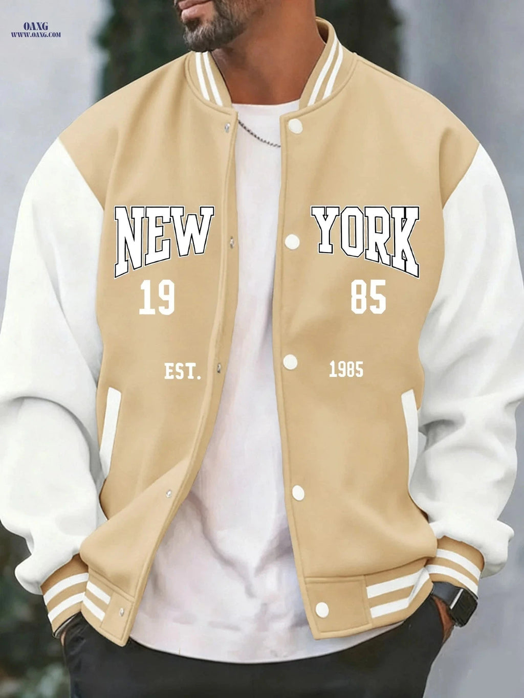 Men's Casual Fleece Jacket - Spring Autumn Baseball Style, Pockets   OAXG 