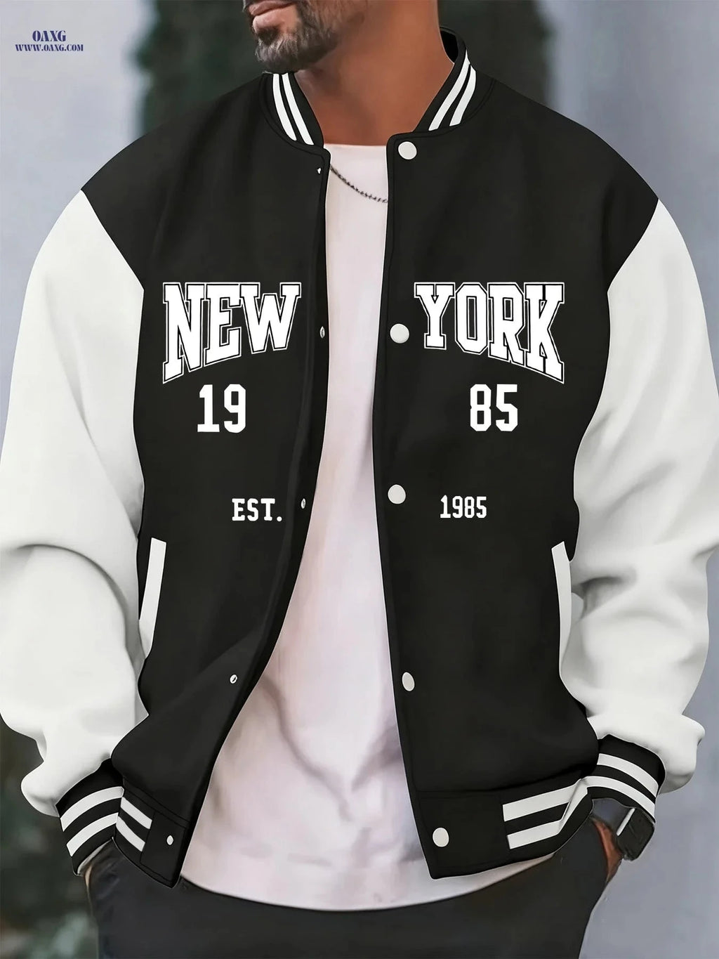 Men's Casual Fleece Jacket - Spring Autumn Baseball Style, Pockets   OAXG 