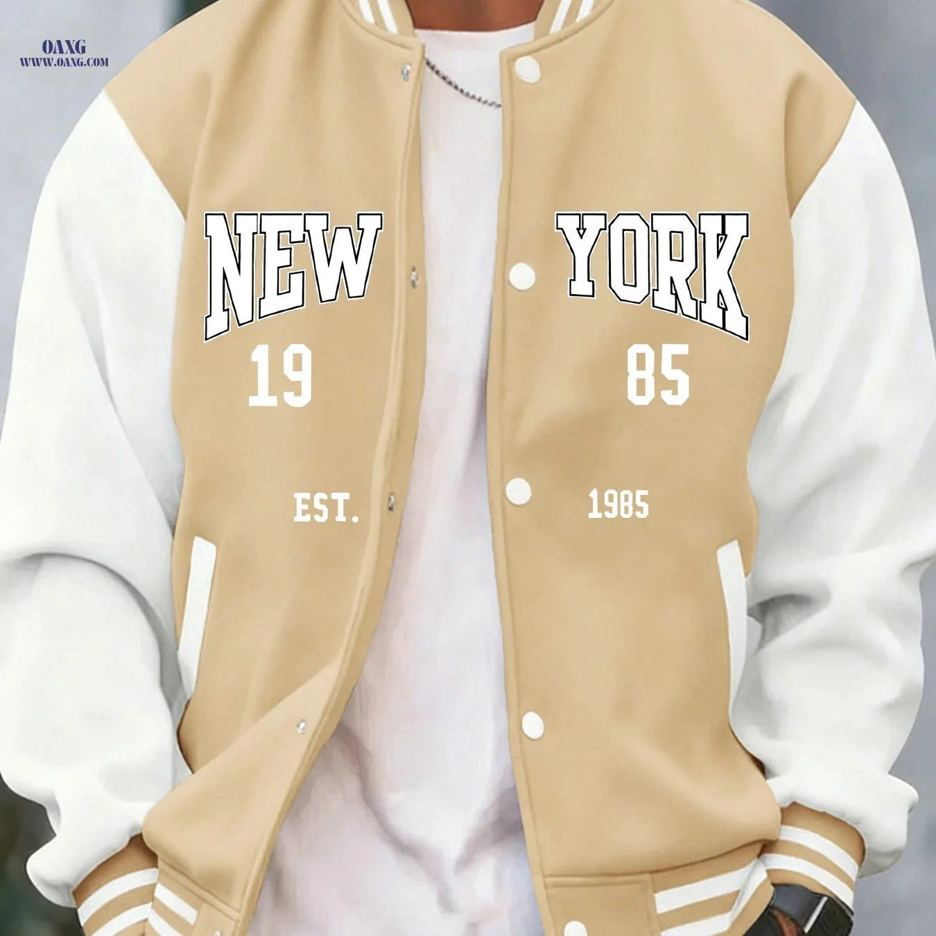 Men's Casual Fleece Jacket - Spring Autumn Baseball Style, Pockets   OAXG 