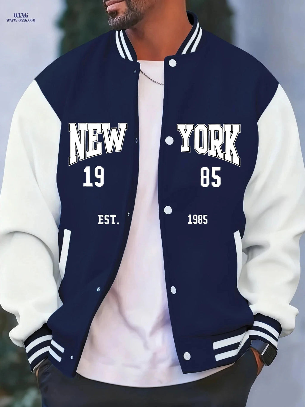 Men's Casual Fleece Jacket - Spring Autumn Baseball Style, Pockets   OAXG 