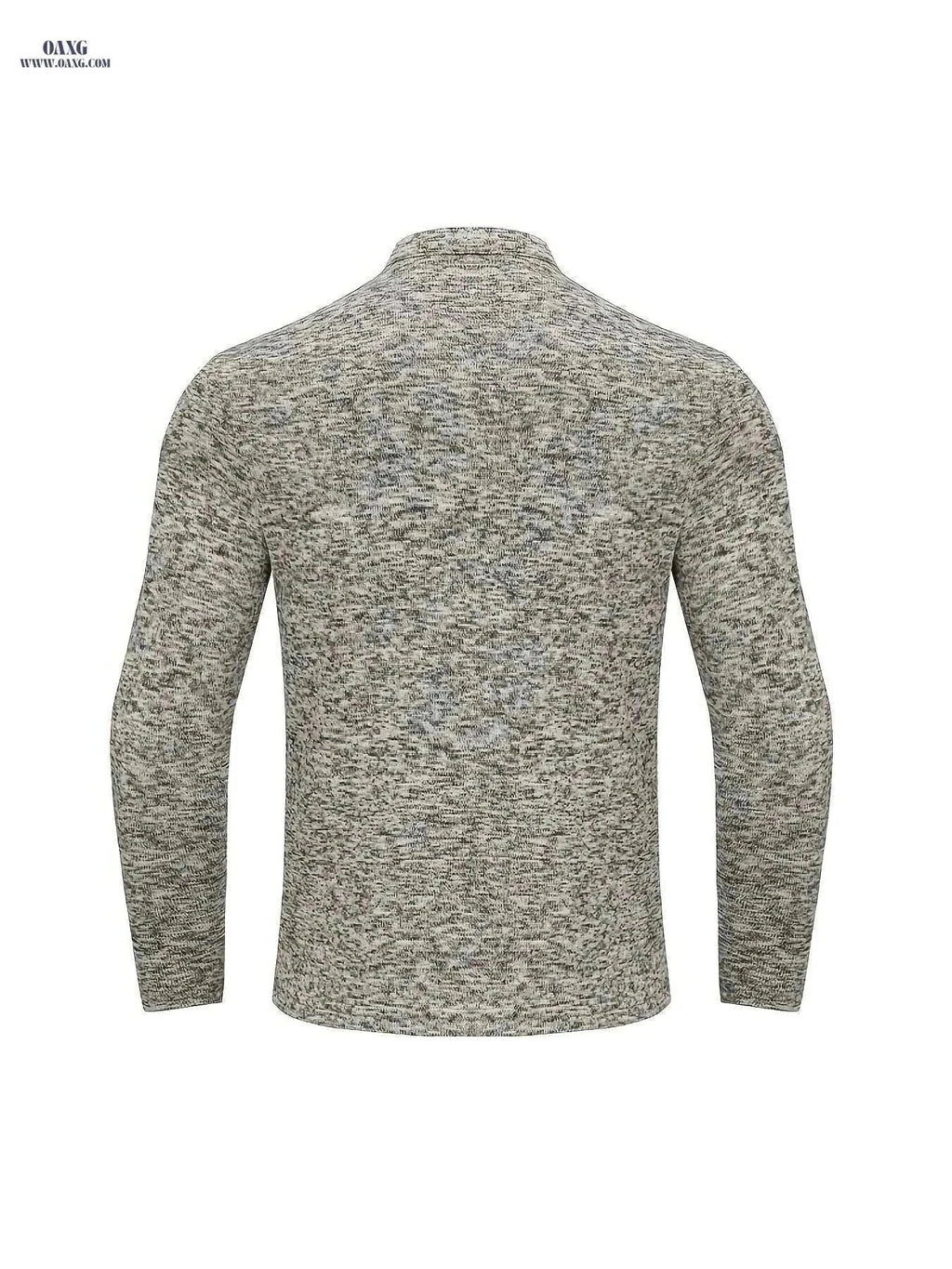 Men's Casual Fleece Lining Shirt - Spring Autumn Long Sleeve Knit   OAXG Light Grey / S