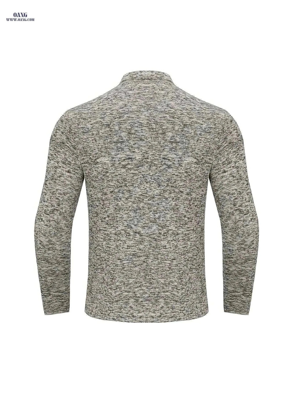 Men's Casual Fleece Lining Shirt - Spring Autumn Long Sleeve Knit   OAXG Light Grey / S