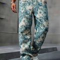 Men's Casual Floral Print Pants - Drawstring Waist, Comfortable Fit   OAXG 