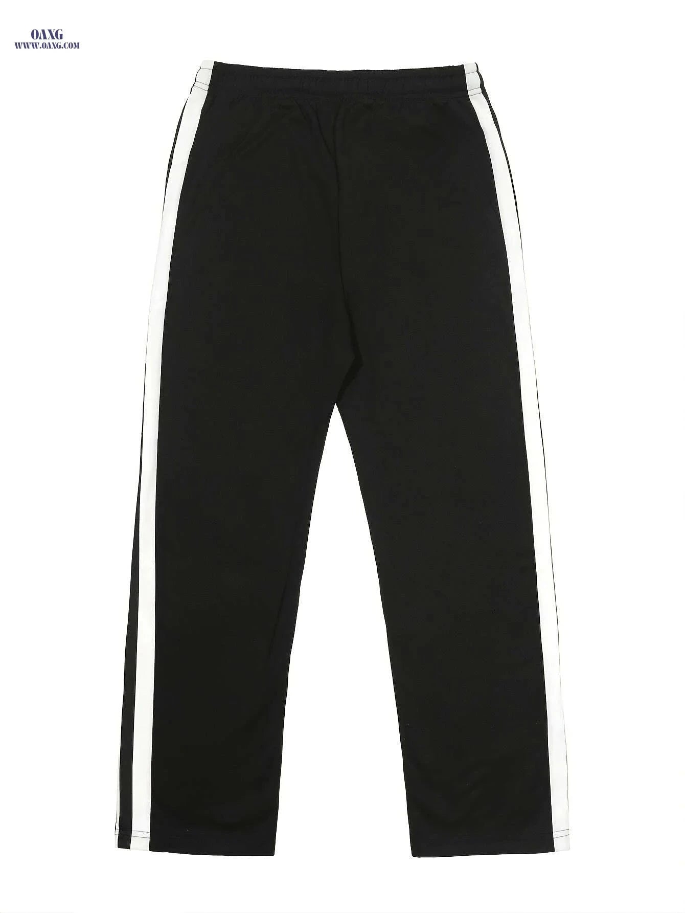 Men's Casual Geometric Jogger Pants - Black & White Stripes, Elastic Waist   OAXG Black / S