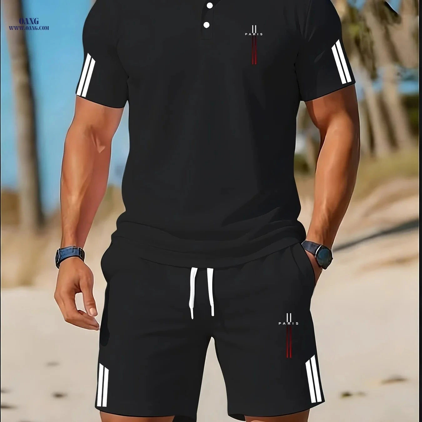Men's Casual Golf Polo Set - Lightweight Two-Piece Summer Style   OAXG 