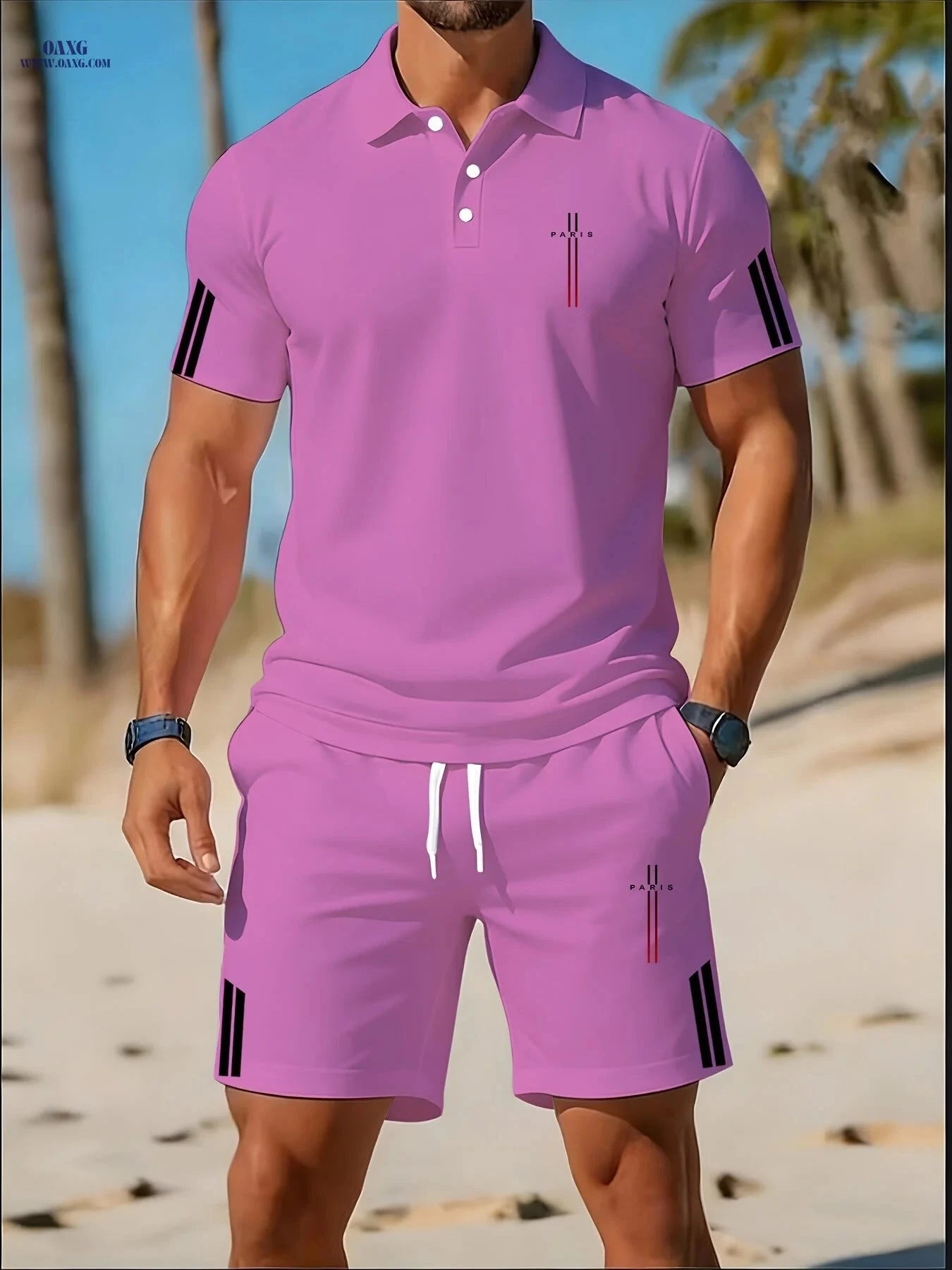 Men's Casual Golf Polo Set - Lightweight Two-Piece Summer Style   OAXG 