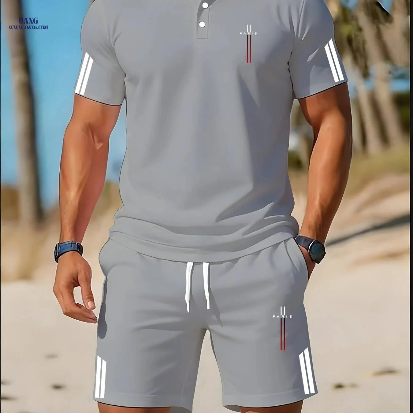 Men's Casual Golf Polo Set - Lightweight Two-Piece Summer Style   OAXG 
