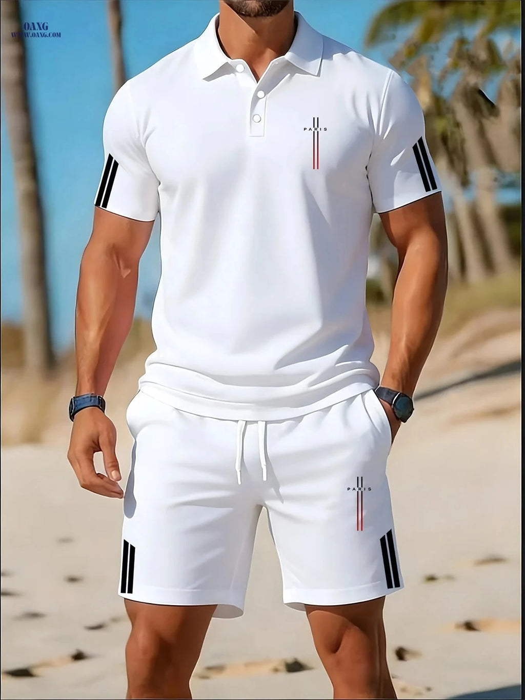 Men's Casual Golf Polo Set - Lightweight Two-Piece Summer Style   OAXG 
