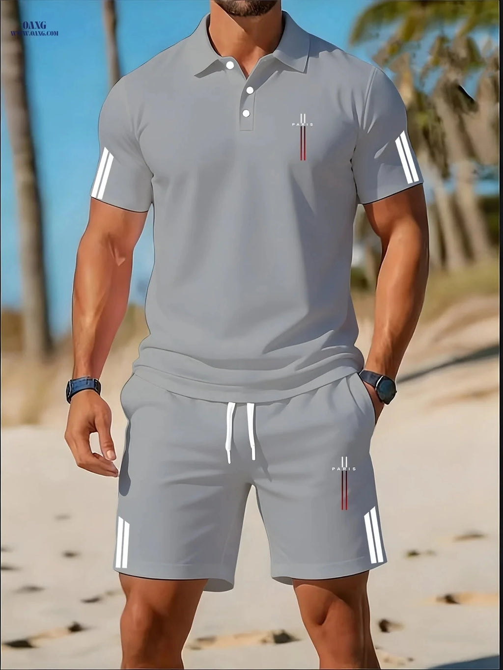 Men's Casual Golf Polo Set - Lightweight Two-Piece Summer Style   OAXG 