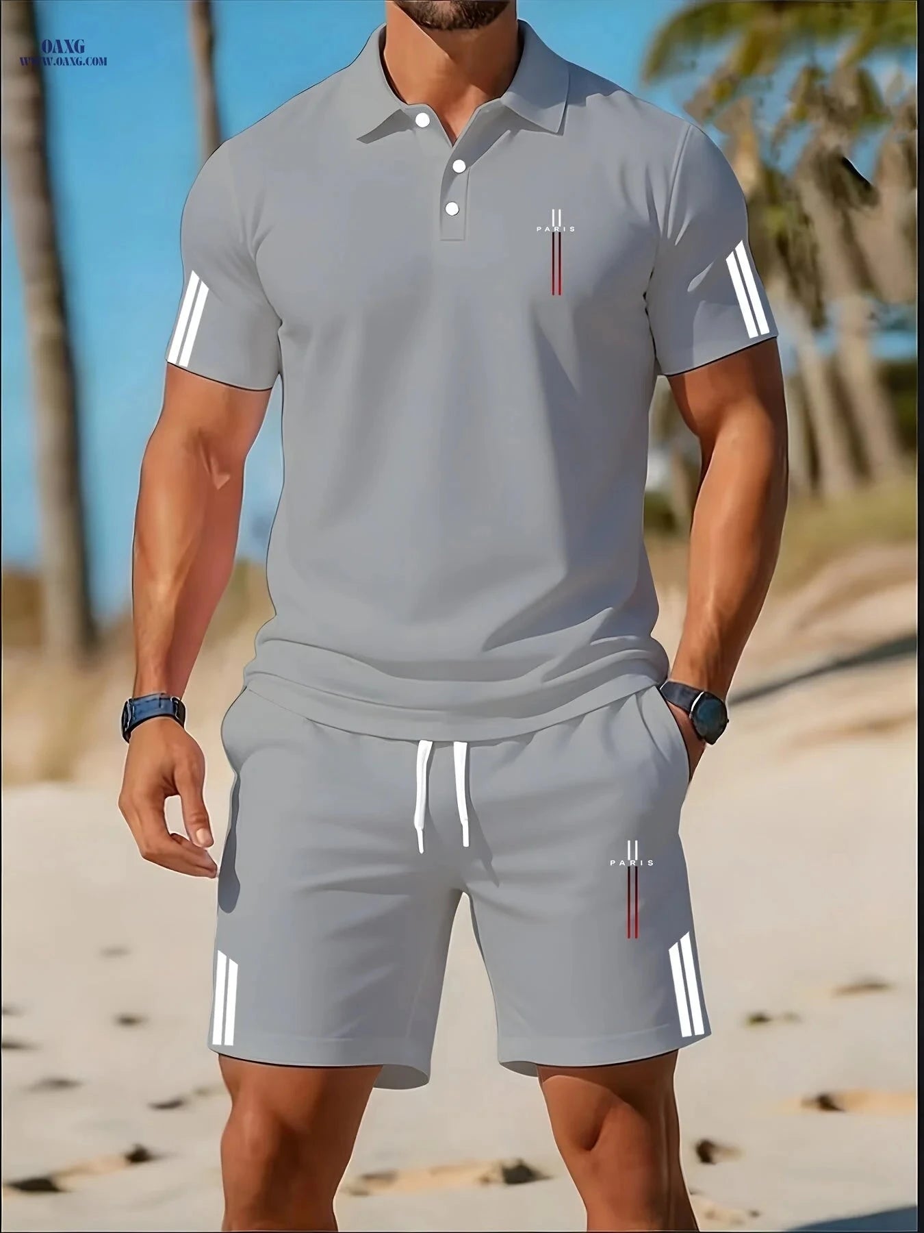 Men's Casual Golf Polo Set - Lightweight Two-Piece Summer Style   OAXG 
