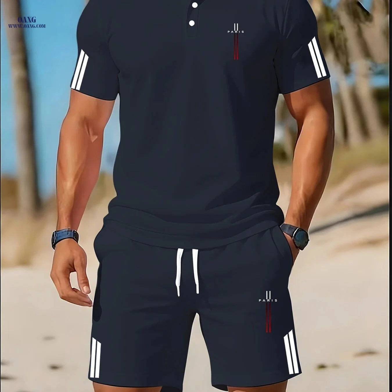 Men's Casual Golf Polo Set - Lightweight Two-Piece Summer Style   OAXG 