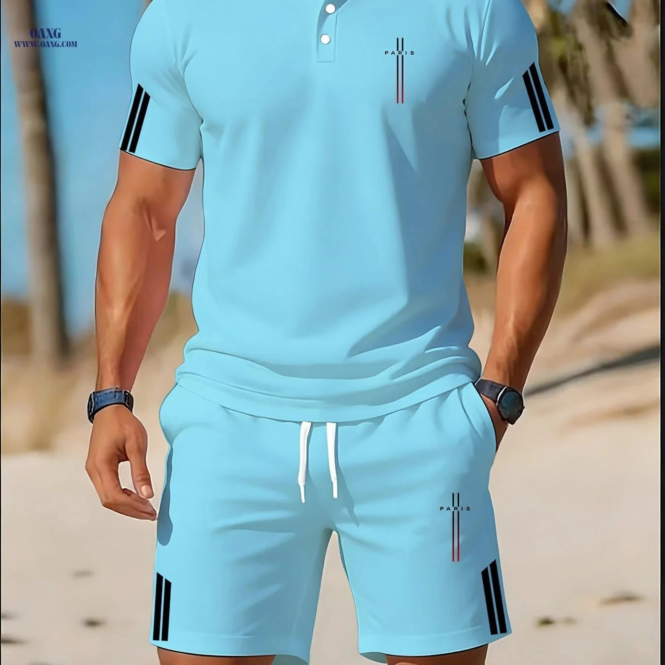 Men's Casual Golf Polo Set - Lightweight Two-Piece Summer Style   OAXG 