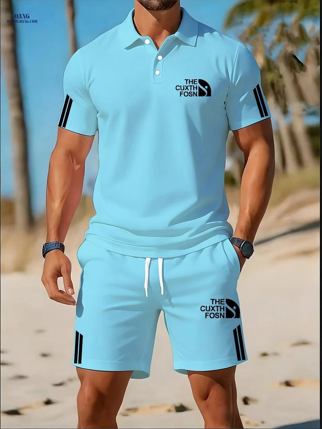 Men's Casual Golf Polo Shirt Set - Lightweight Outdoor Sportswear   OAXG 