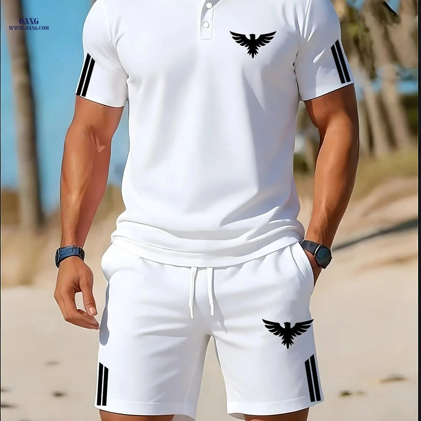Men's Casual Golf Suit - Comfortable Summer Two-Piece Set   OAXG 