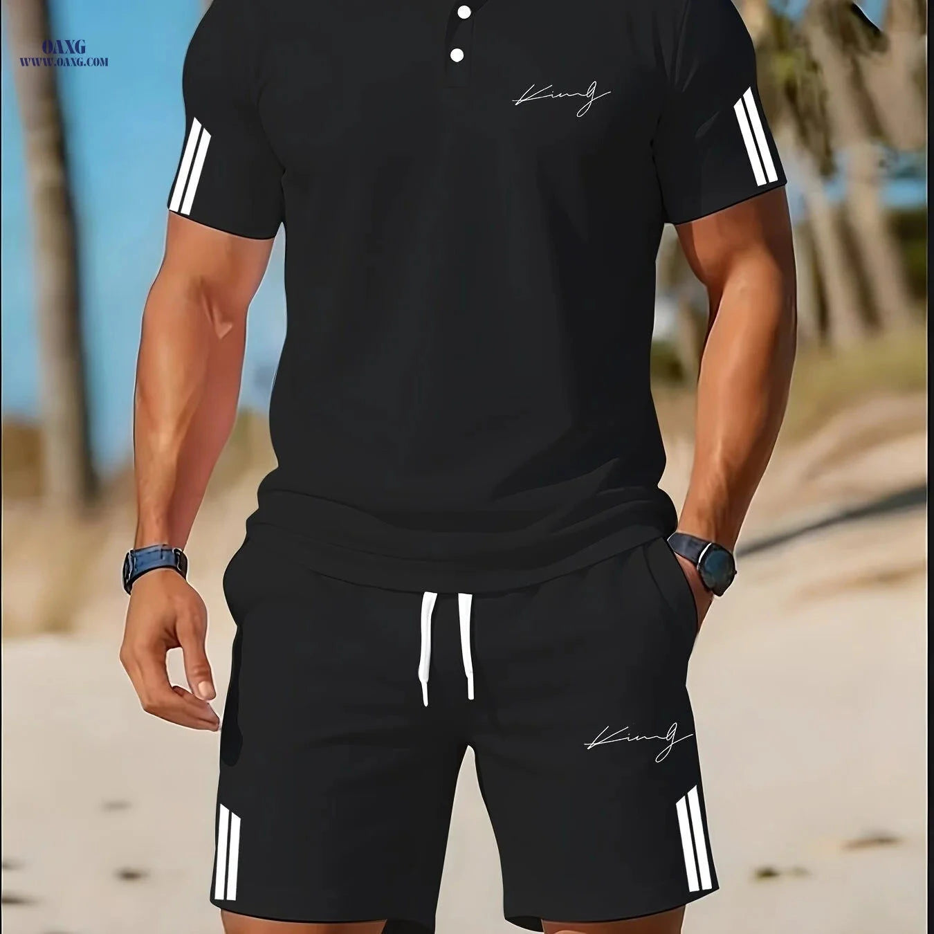 Men's Casual Golf Suit - Versatile Two-Piece Set for Summer Outings   OAXG 