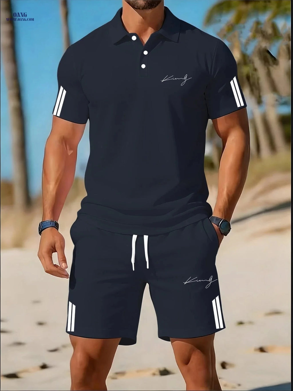 Men's Casual Golf Suit - Versatile Two-Piece Set for Summer Outings   OAXG 