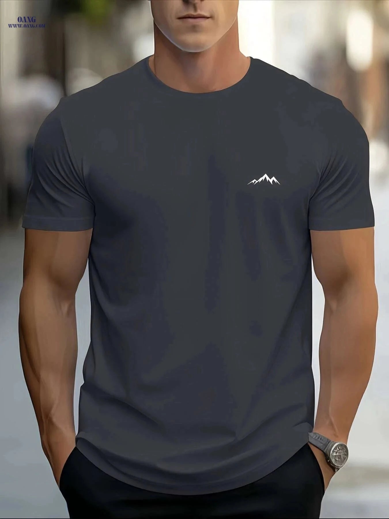 Men's Casual Graphic T-Shirt - Lightweight Summer Tee for Active Lifestyle   OAXG Black / S