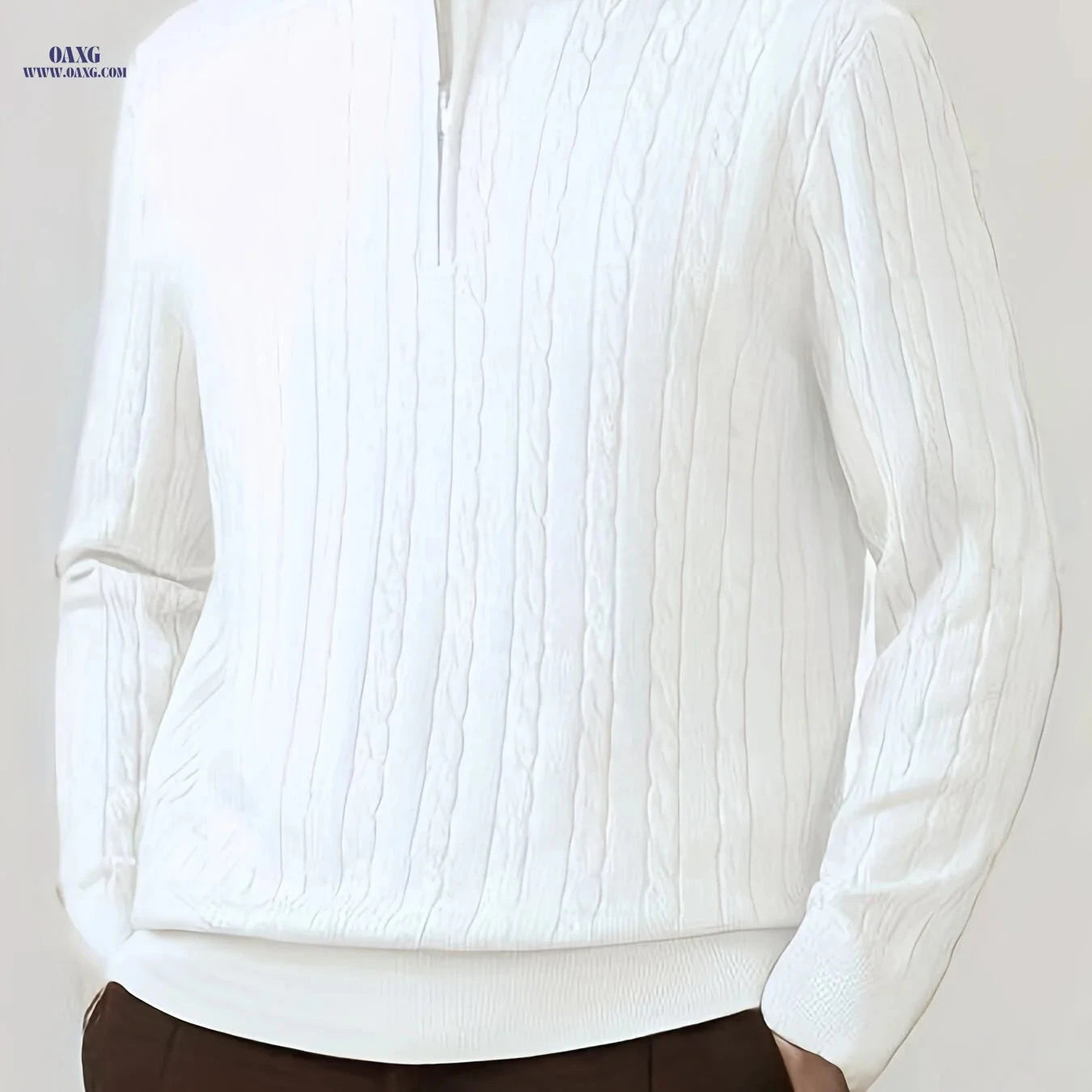Men's Casual Half-Zip Pullover - Comfortable Knitted Winter Style   OAXG 
