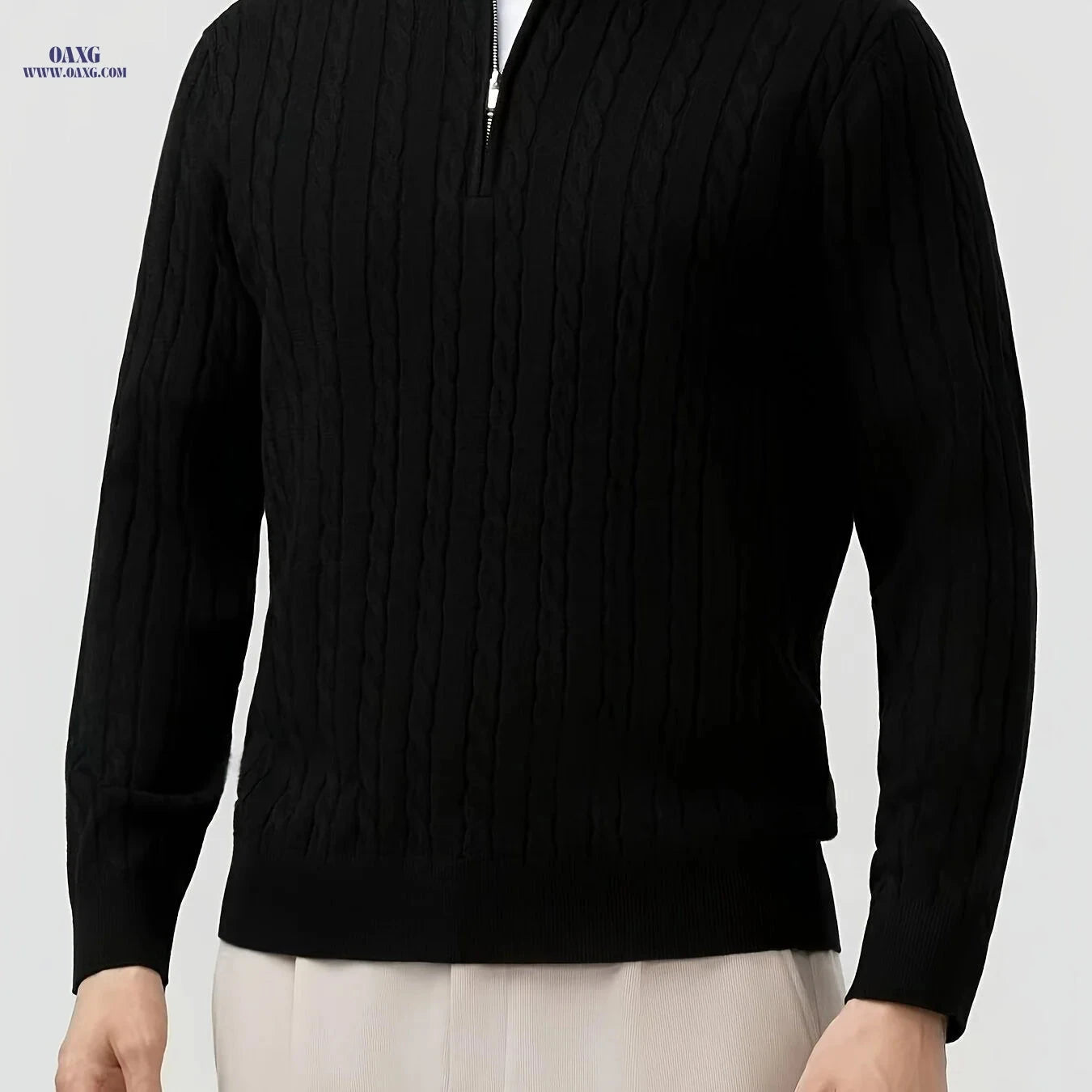 Men's Casual Half-Zip Pullover - Comfortable Knitted Winter Style   OAXG 