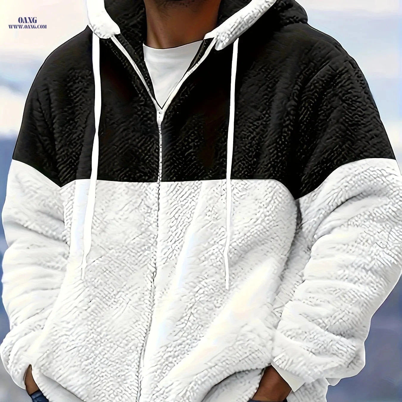Men's Casual Hooded Jacket - 100% Polyester Zip-Up for Fall/Winter   OAXG Light Grey / FR S