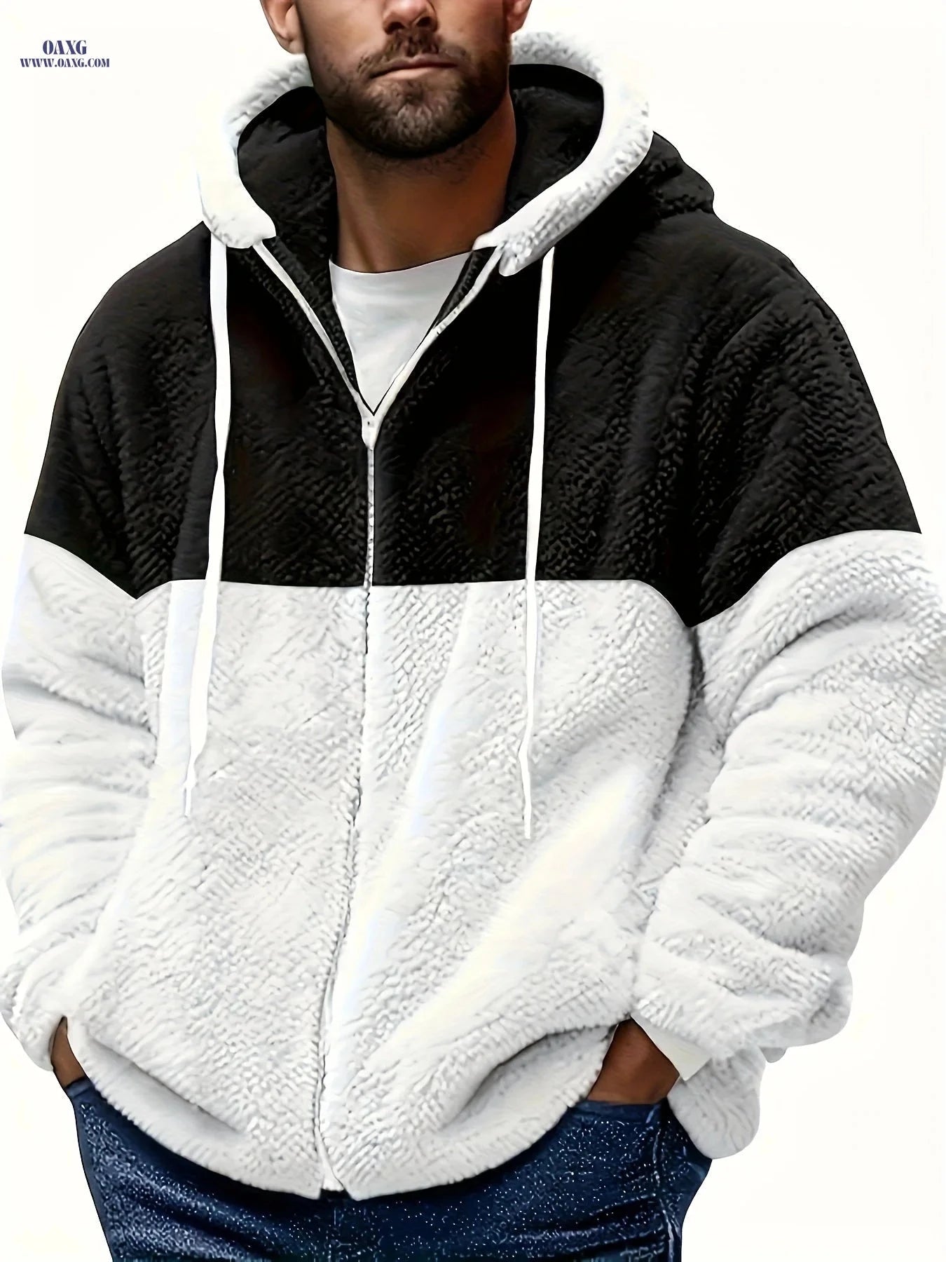 Men's Casual Hooded Jacket - 100% Polyester Zip-Up for Fall/Winter   OAXG Light Grey / FR S