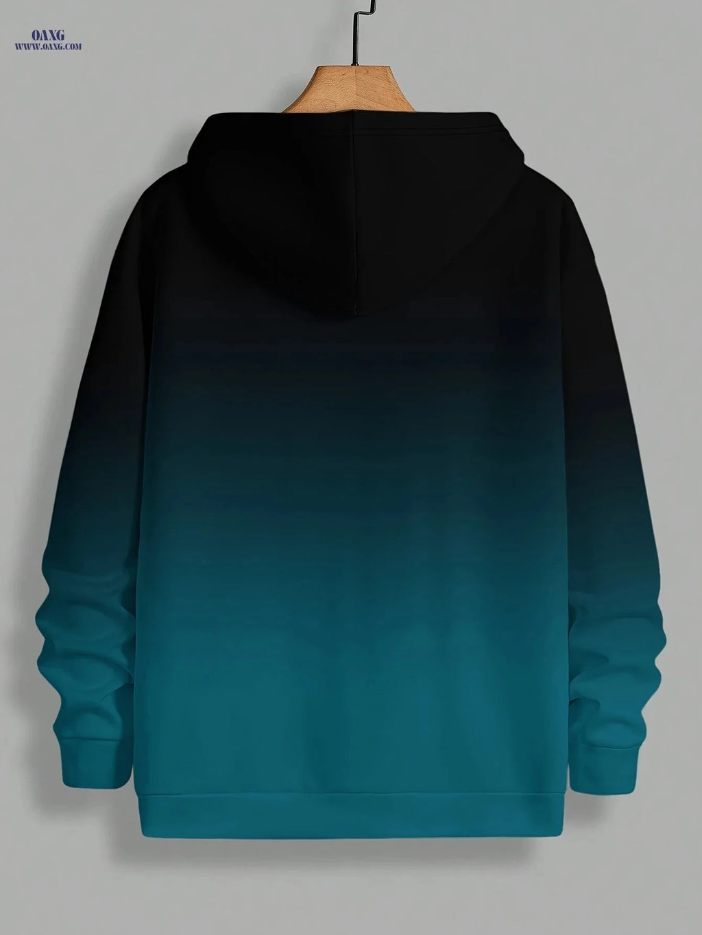 Men's Casual Hooded Jacket - Blue Gradient Lightning Logo Zip-Up   OAXG Navy Blue / FR XXL