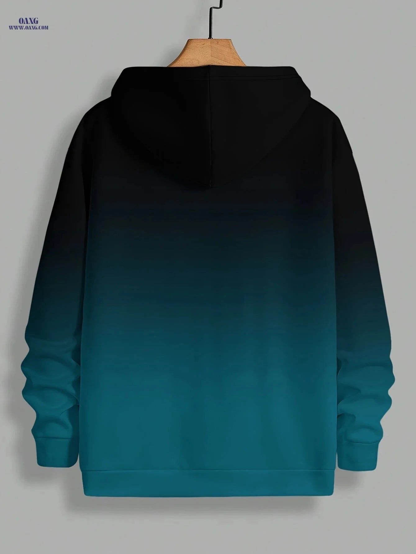 Men's Casual Hooded Jacket - Blue Gradient Lightning Logo Zip-Up   OAXG Navy Blue / FR XXL