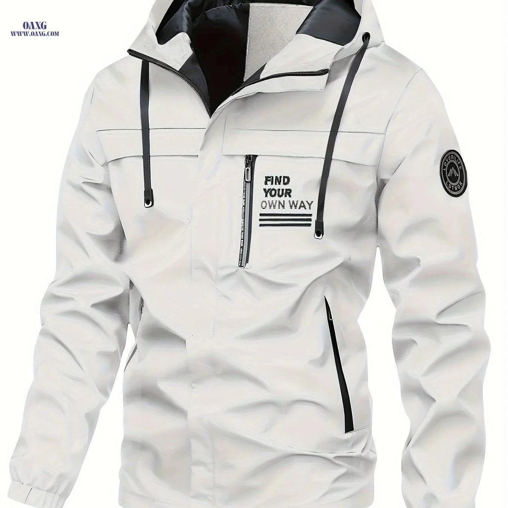 Men's Casual Hooded Jacket - Lightweight Spring & Autumn Wear   OAXG White / FR S