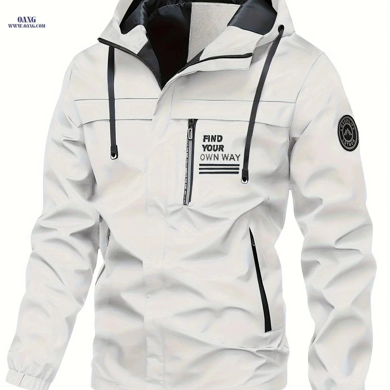 Men's Casual Hooded Jacket - Lightweight Spring & Autumn Wear   OAXG White / FR S