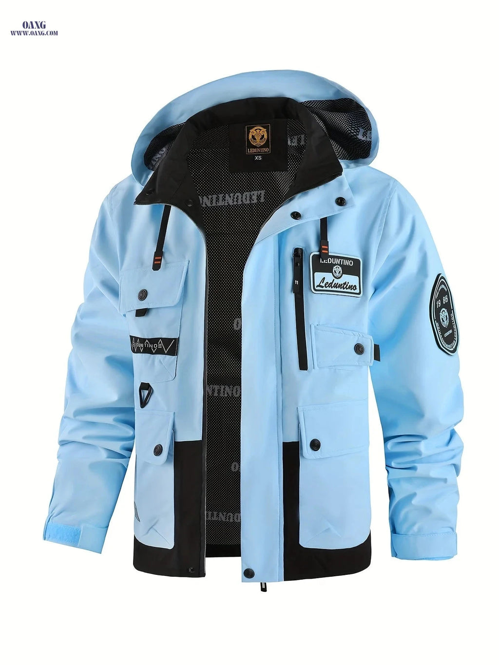 Men's Casual Hooded Jacket - Thin Outdoor Multi-Pocket Style   OAXG Blue / FR XS