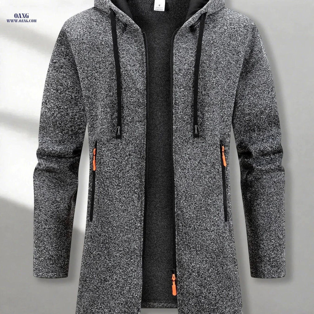 Men's Casual Hooded Jacket - Vintage Street Style with Zipper Pocket   OAXG Dark Gray / FR S