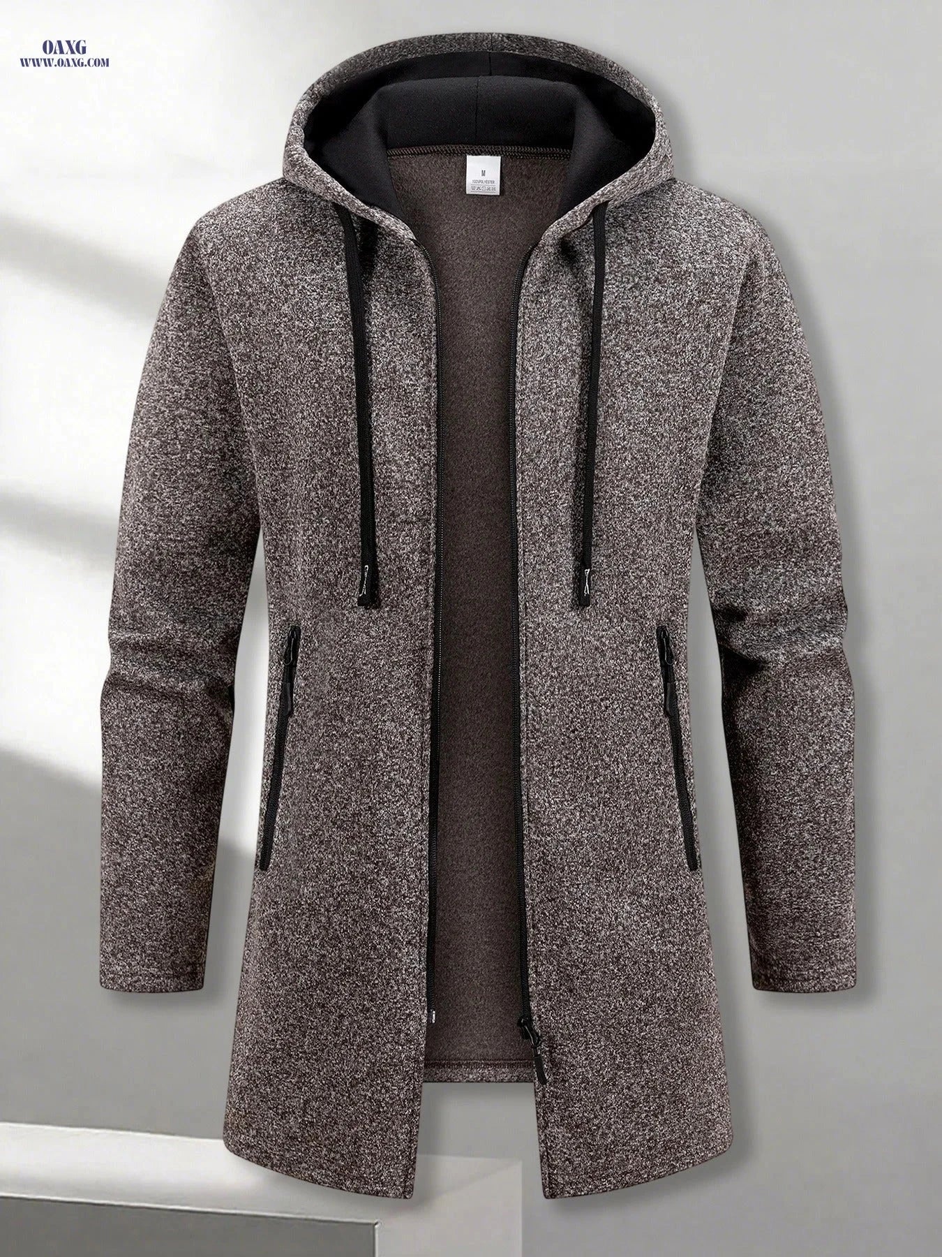 Men's Casual Hooded Jacket - Vintage Street Style with Zipper Pocket   OAXG Dark Gray / FR S