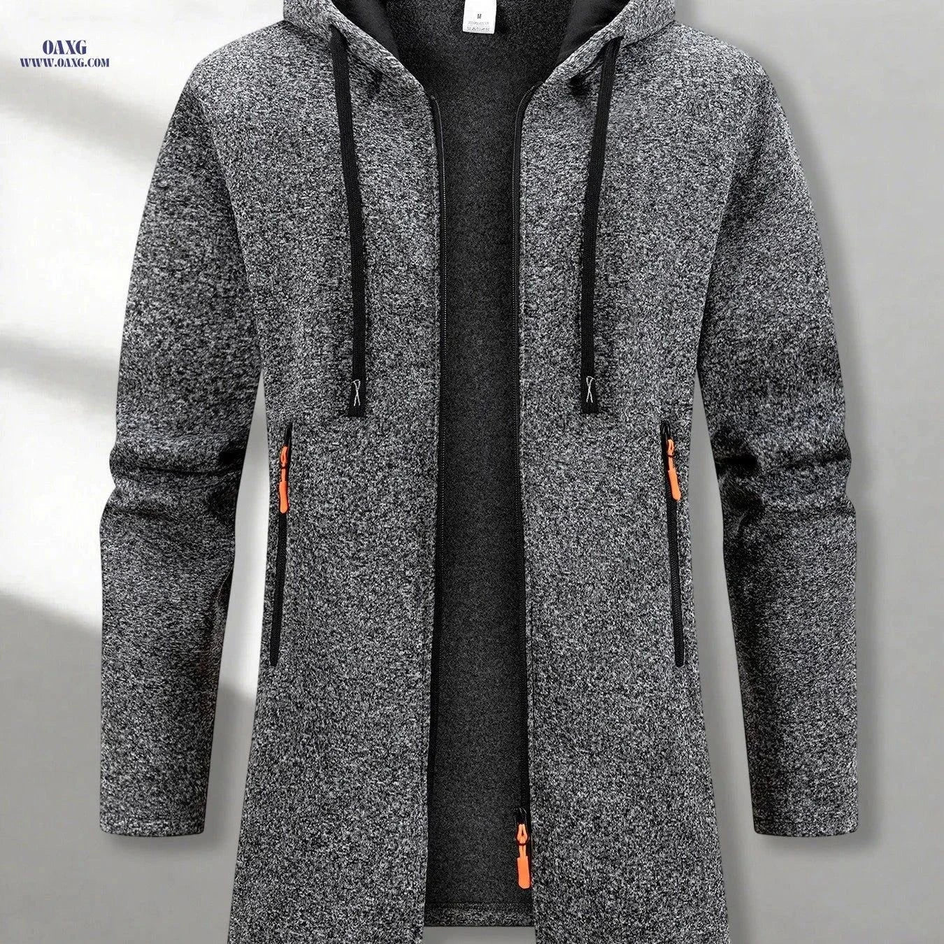 Men's Casual Hooded Jacket - Vintage Street Style with Zipper Pocket   OAXG Dark Gray / FR S