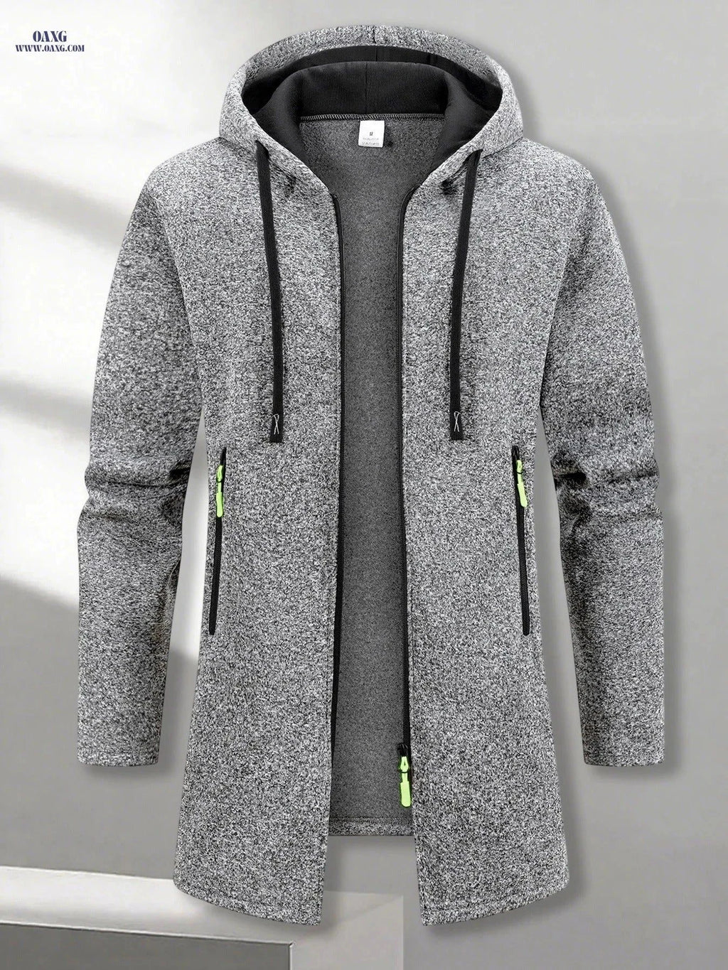 Men's Casual Hooded Jacket - Vintage Street Style with Zipper Pocket   OAXG Dark Gray / FR S