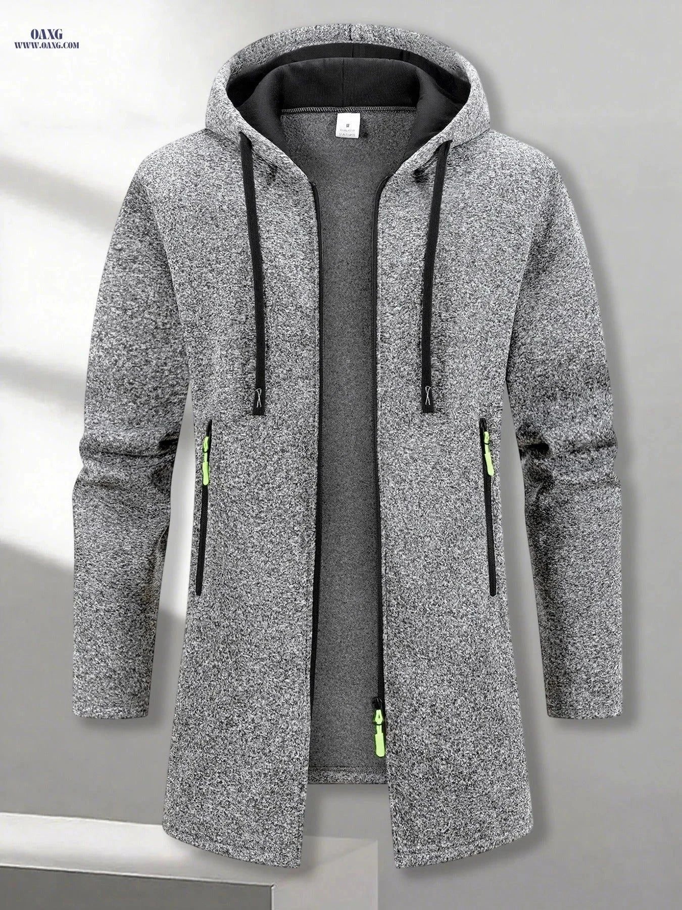 Men's Casual Hooded Jacket - Vintage Street Style with Zipper Pocket   OAXG Dark Gray / FR S