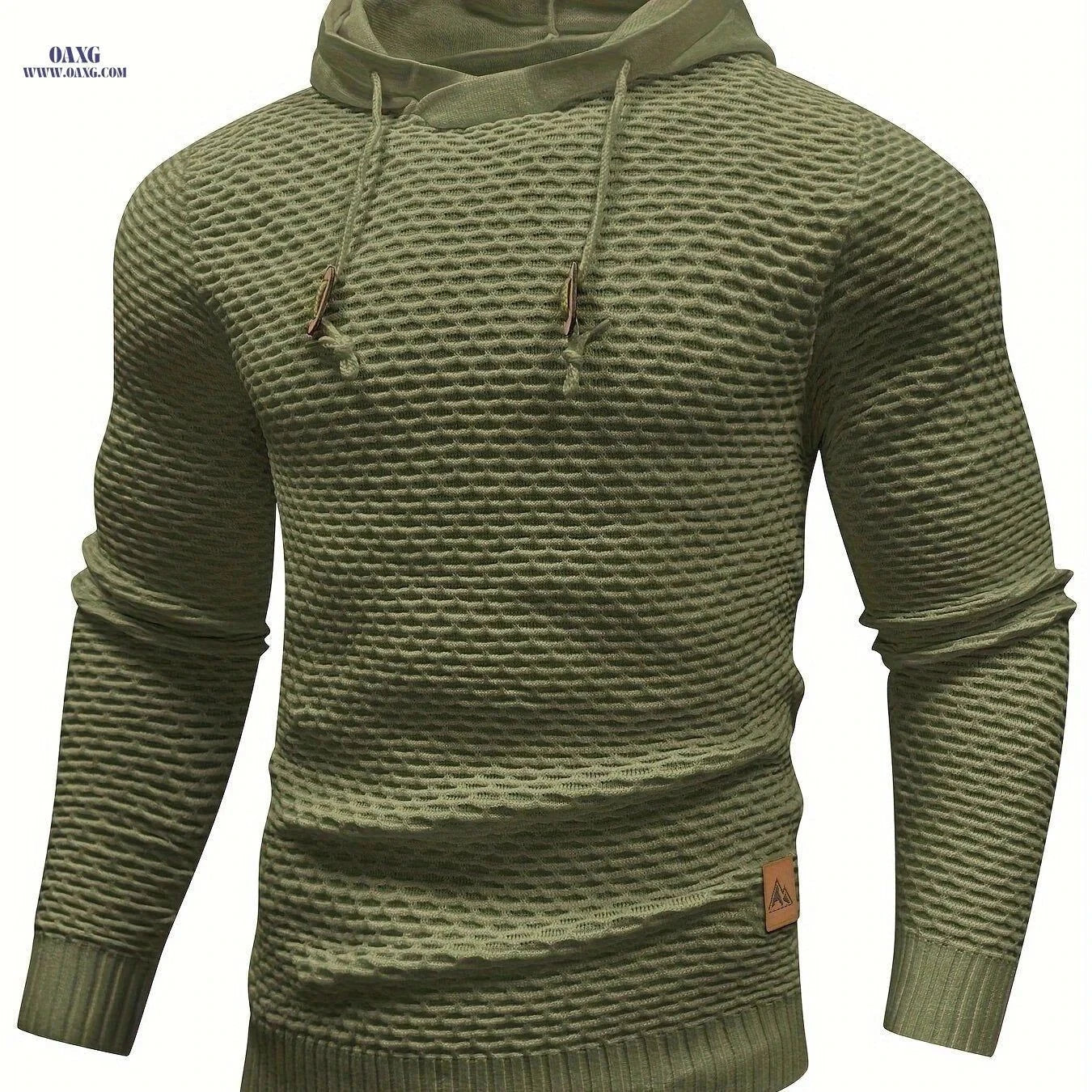 Men's Casual Hooded Sweater - Textured Solid Color for Spring/Fall   OAXG Dark Gray / FR S