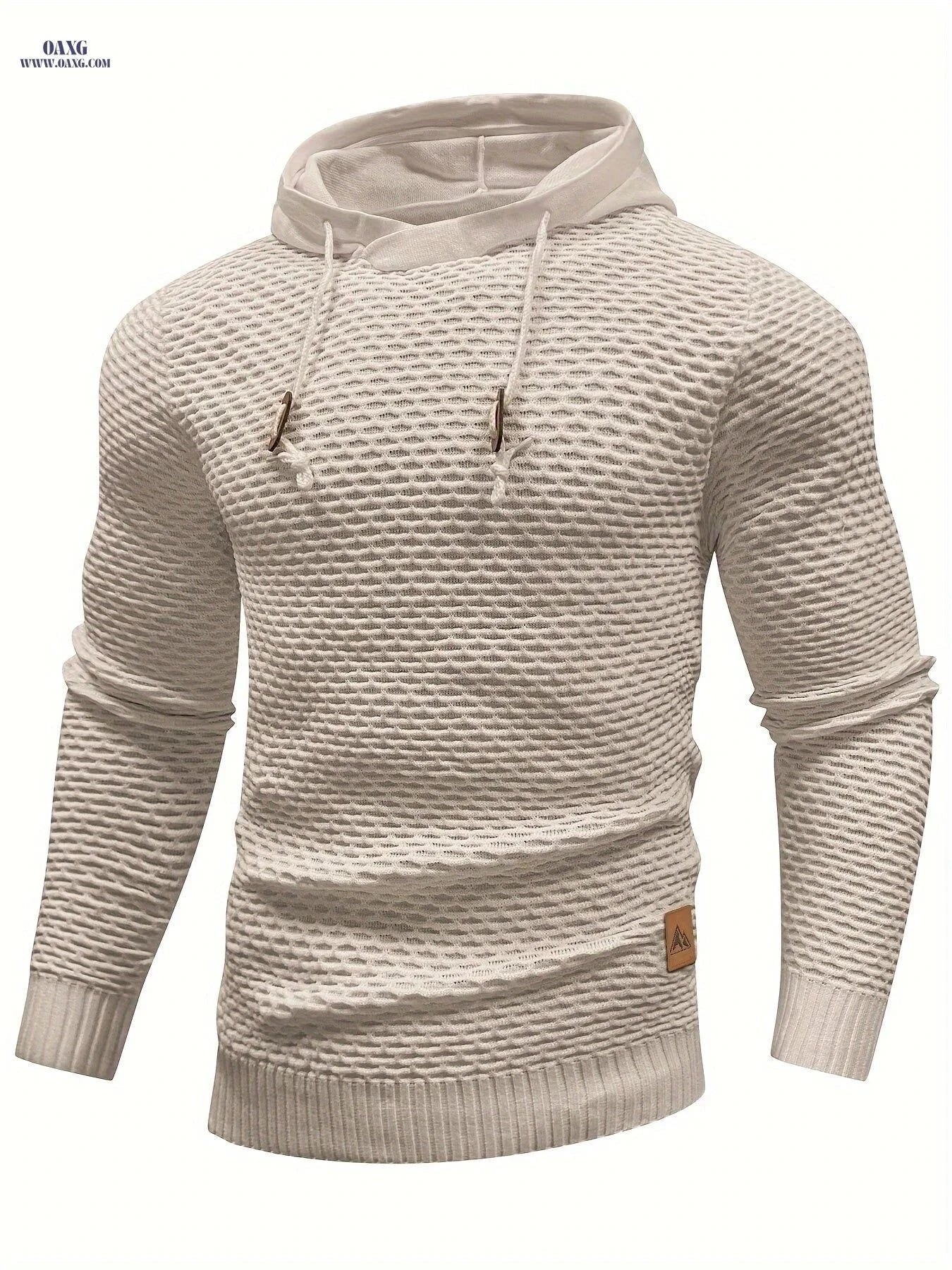Men's Casual Hooded Sweater - Textured Solid Color for Spring/Fall   OAXG Dark Gray / FR S